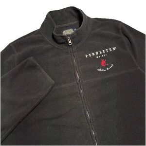 Pendleton Whisky "Let'er Buck" Branded Fleece Jacket Size XL Full Zip Black Ride